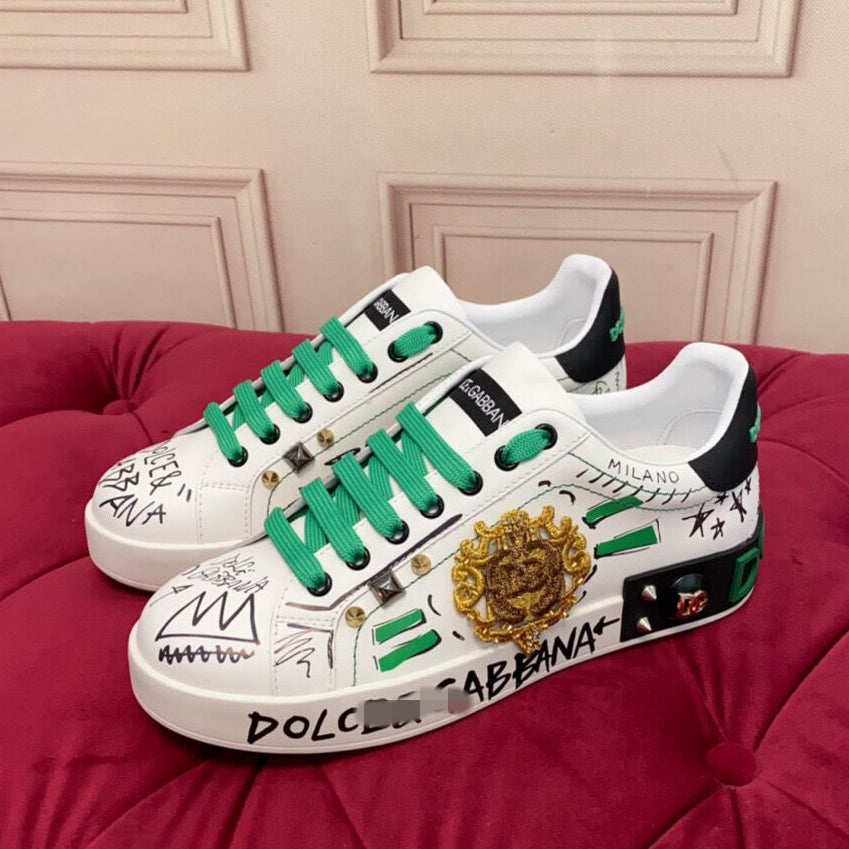 D*G  Luxury Genuine Leather Casual Sneakers - Italian Designer Unisex Shoes