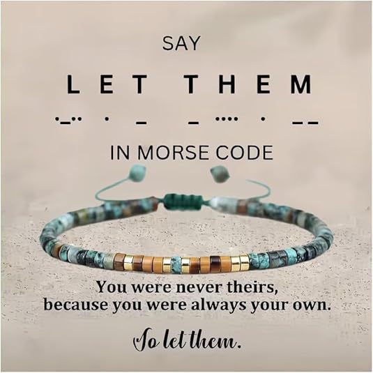 Badass Teacher Morse Code Bracelet | African Turquoise & Tiger Eye Heishi Beads | Teacher Appreciation Gift