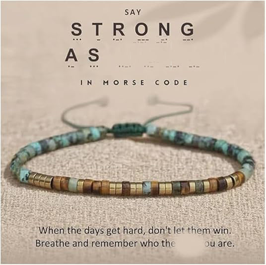 Badass Teacher Morse Code Bracelet | African Turquoise & Tiger Eye Heishi Beads | Teacher Appreciation Gift