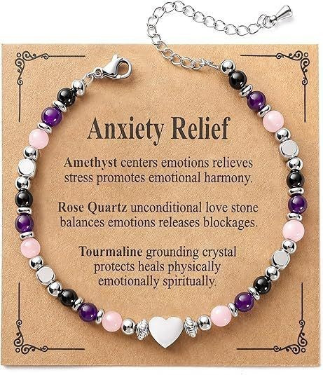 Evil Eye Fivefold Protection Bracelet | 5 Natural Crystals | Adjustable Wax Rope