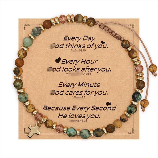 Evil Eye Fivefold Protection Bracelet | 5 Natural Crystals | Adjustable Wax Rope