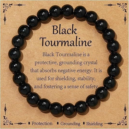 Triple Protection Bracelet | Black Obsidian Tiger Eye Hematite | 8mm Natural Stone | Spiritual Shield Gift