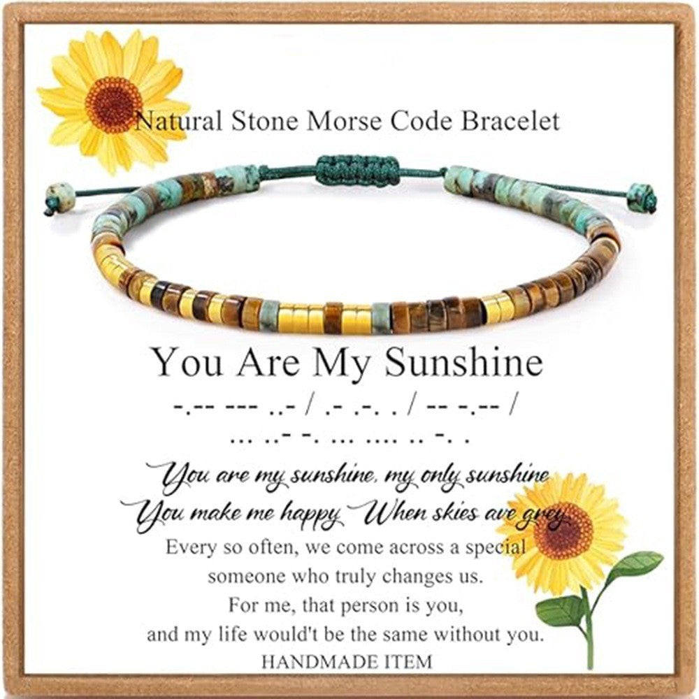 Badass Teacher Morse Code Bracelet | African Turquoise & Tiger Eye Heishi Beads | Teacher Appreciation Gift