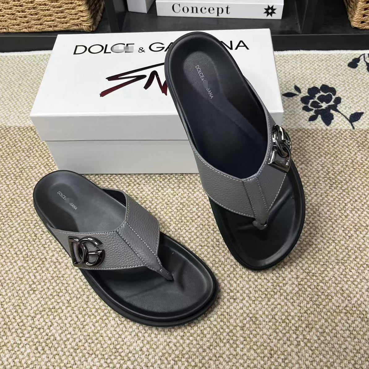 D*G  Premium Leather Casual Slippers - Designer Men's Slides in 5 Colors