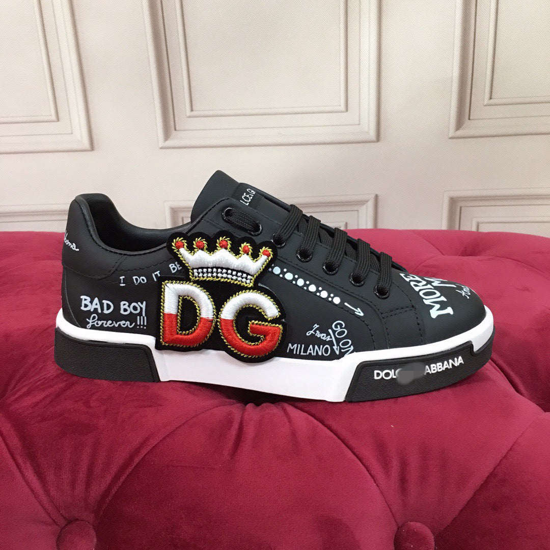 D*G  Luxury Genuine Leather Casual Sneakers - Italian Designer Unisex Shoes