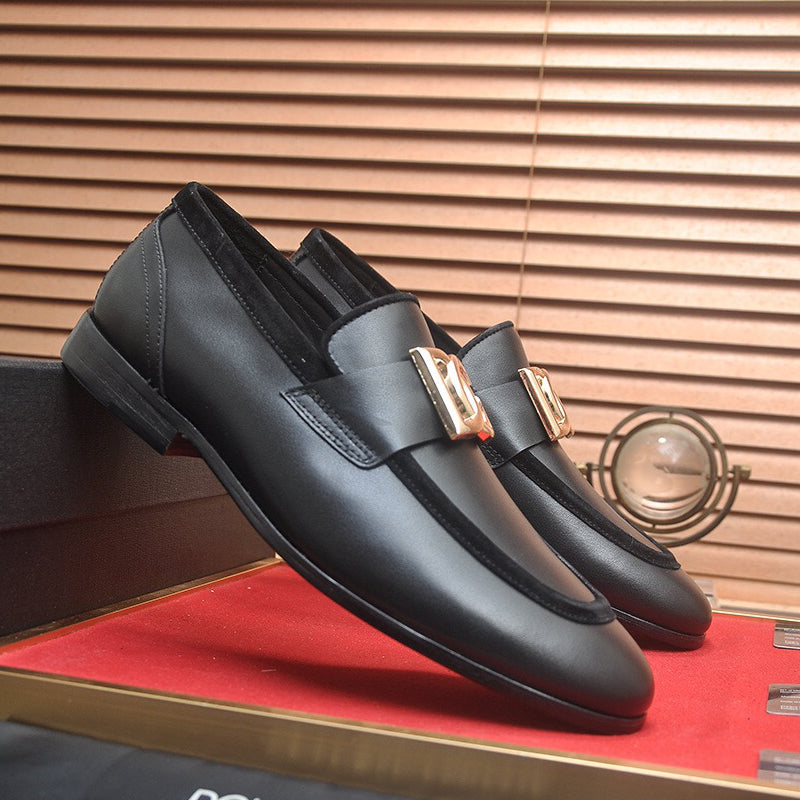 D*G  Premium Leather Casual Sneakers - Designer Men's Shoes in Black