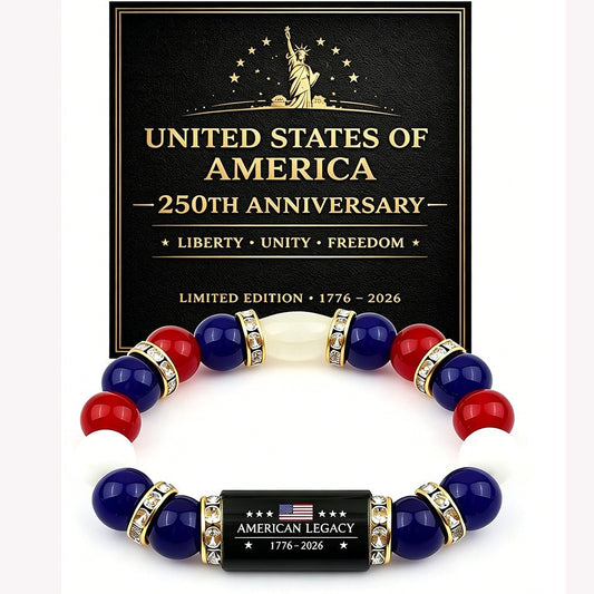 USA 250th Anniversary Bracelet | Red White & Blue Beads | American Legacy 1776–2026 | 4th of July Gift