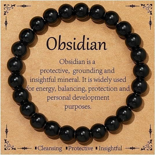 Triple Protection Bracelet | Black Obsidian Tiger Eye Hematite | 8mm Natural Stone | Spiritual Shield Gift