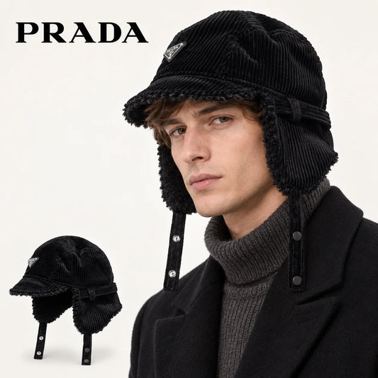 Prada Corduroy Earflap Hat - image 1