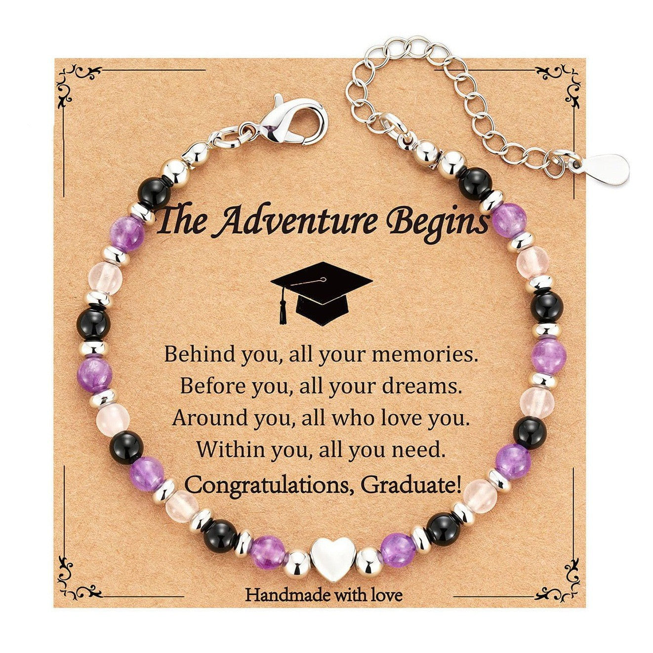 Evil Eye Fivefold Protection Bracelet | 5 Natural Crystals | Adjustable Wax Rope