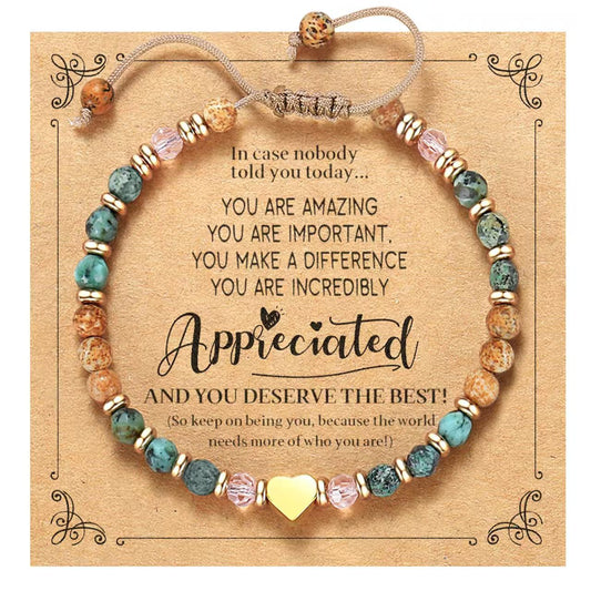 Life is Tough But So Are You Bracelet | African Turquoise & Picture Jasper | Gold Heart Charm | Encouragement Gift
