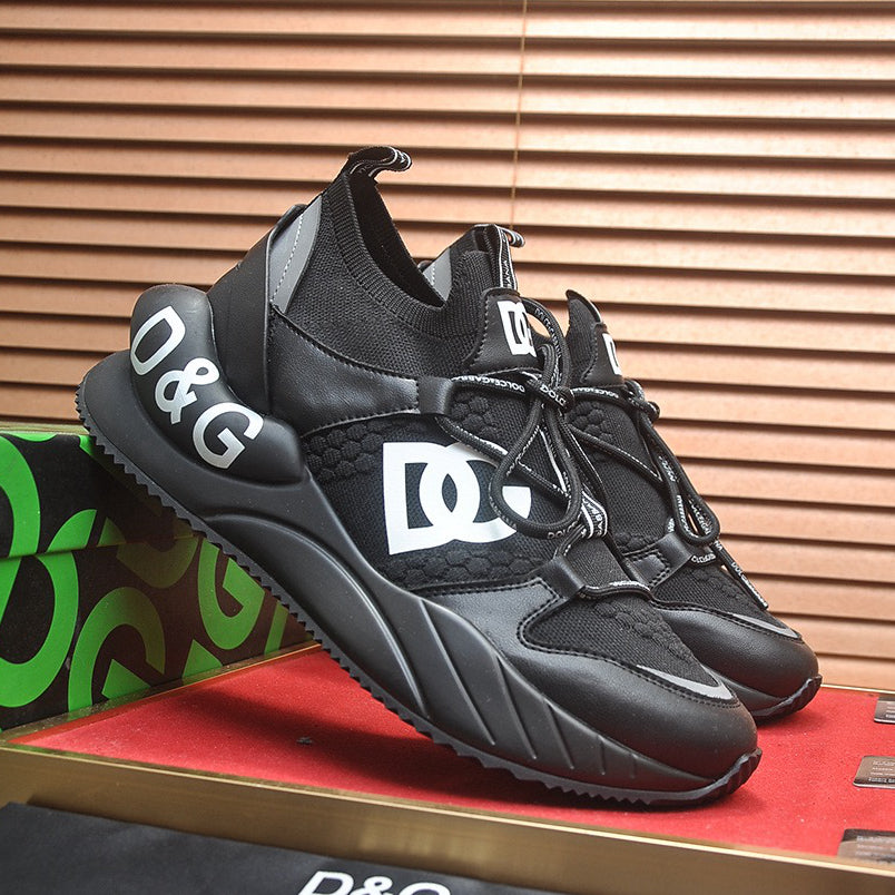 D*G Luxury Genuine Leather Casual Sneakers - Designer Unisex Shoes
