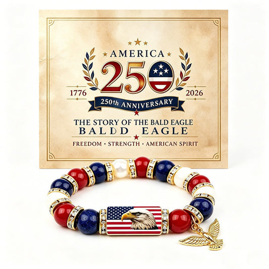 USA 250th Anniversary Bracelet | Red White & Blue Beads | American Legacy 1776–2026 | 4th of July Gift