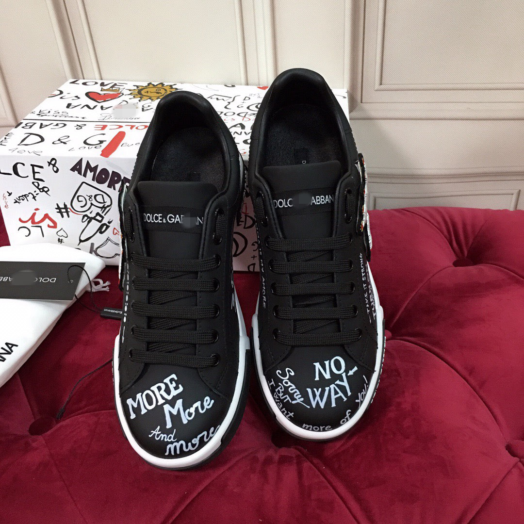 D*G  Luxury Genuine Leather Casual Sneakers - Italian Designer Unisex Shoes