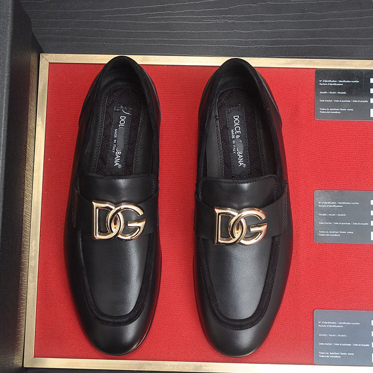 D*G  Premium Leather Casual Sneakers - Designer Men's Shoes in Black