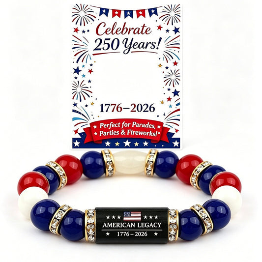 USA 250th Anniversary Bracelet | Red White & Blue Beads | American Legacy 1776–2026 | 4th of July Gift