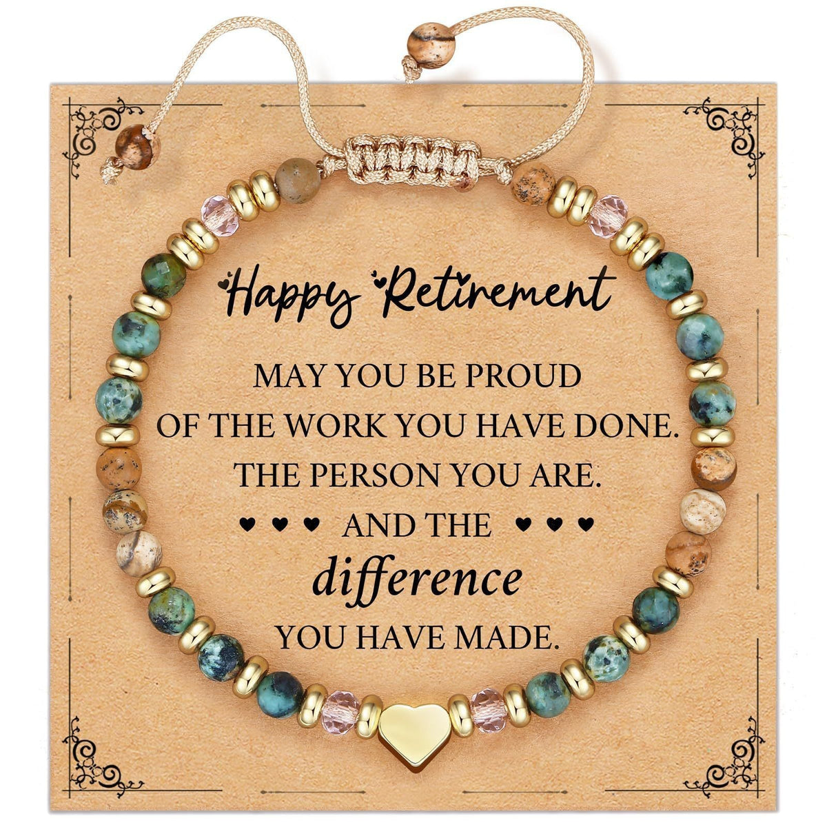 Life is Tough But So Are You Bracelet | African Turquoise & Picture Jasper | Gold Heart Charm | Encouragement Gift