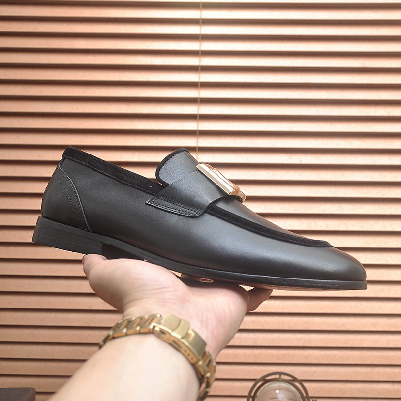 D*G  Premium Leather Casual Sneakers - Designer Men's Shoes in Black