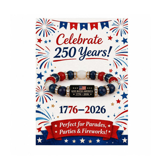 USA 250th Anniversary Bracelet | Red White & Blue Beads | American Legacy 1776–2026 | 4th of July Gift