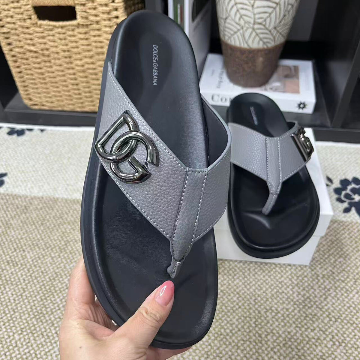 D*G  Premium Leather Casual Slippers - Designer Men's Slides in 5 Colors
