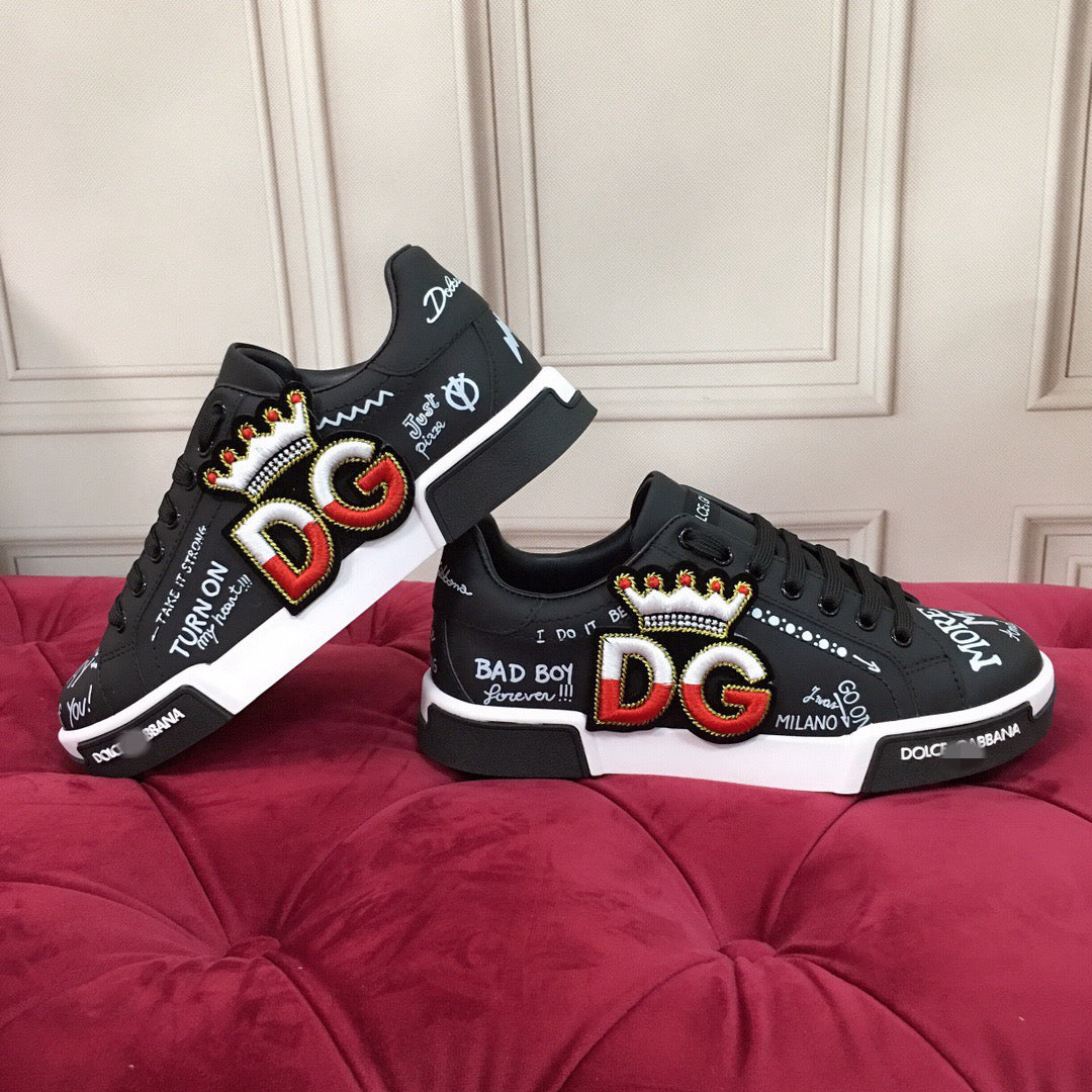 D*G  Luxury Genuine Leather Casual Sneakers - Italian Designer Unisex Shoes