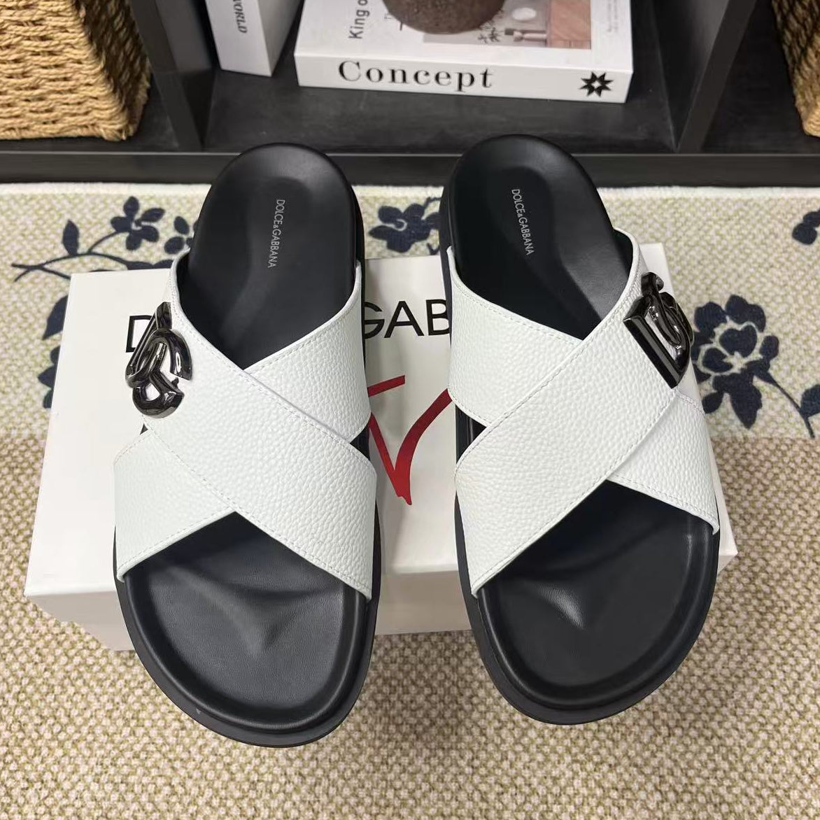 D*G  Premium Leather Casual Slippers - Designer Men's Slides in 5 Colors
