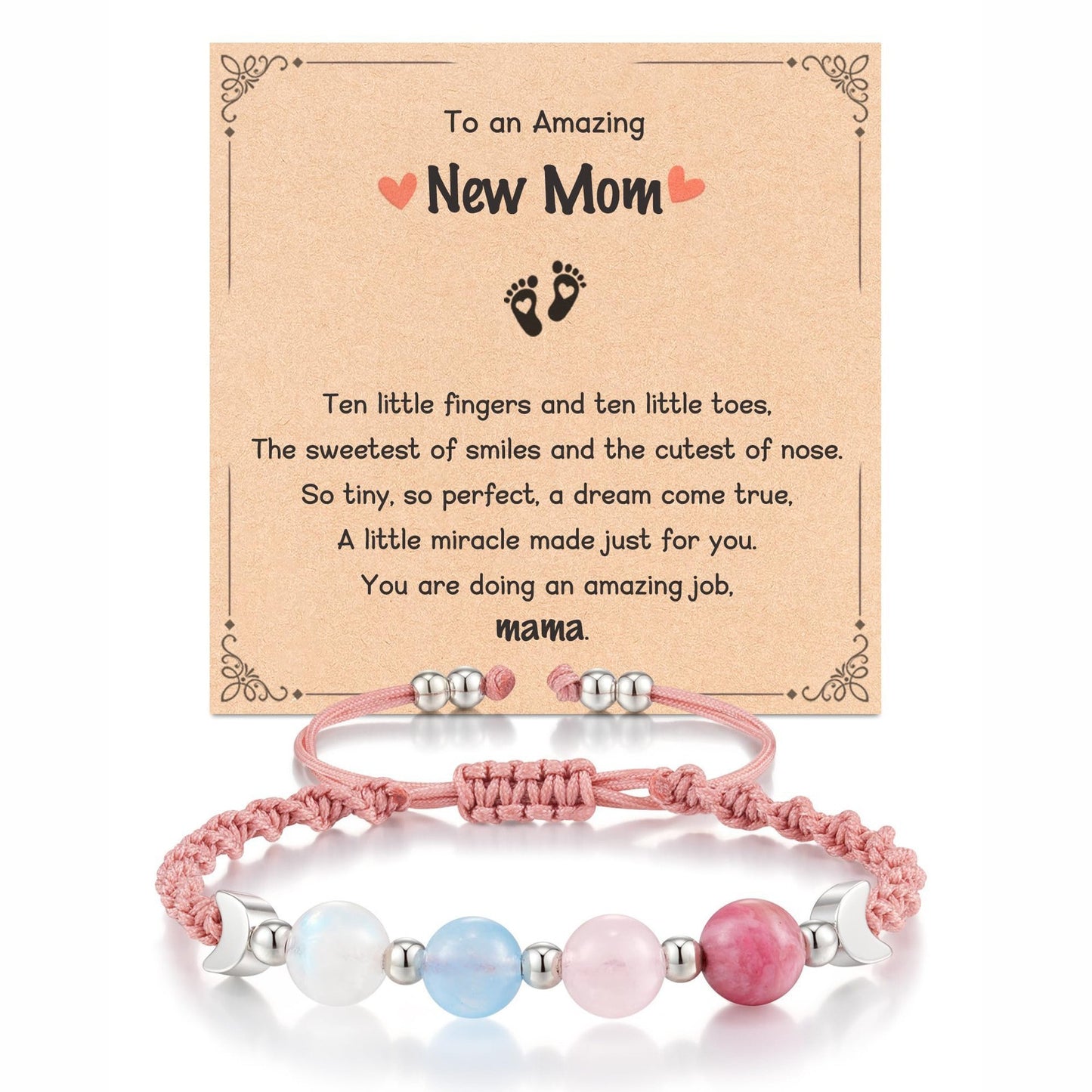 New Moon New Beginnings Bracelet | Moonstone Labradorite Black Obsidian | Crescent Moon Charm | New Chapter Gift