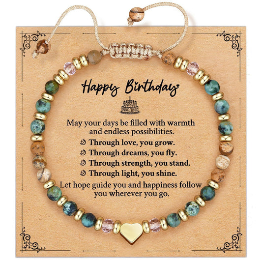 Life is Tough But So Are You Bracelet | African Turquoise & Picture Jasper | Gold Heart Charm | Encouragement Gift