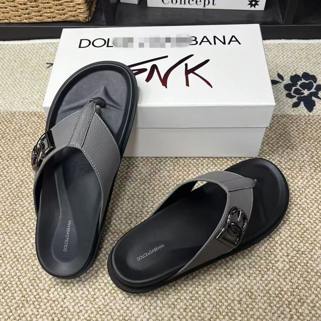 D*G  Premium Leather Casual Slippers - Designer Men's Slides in 5 Colors
