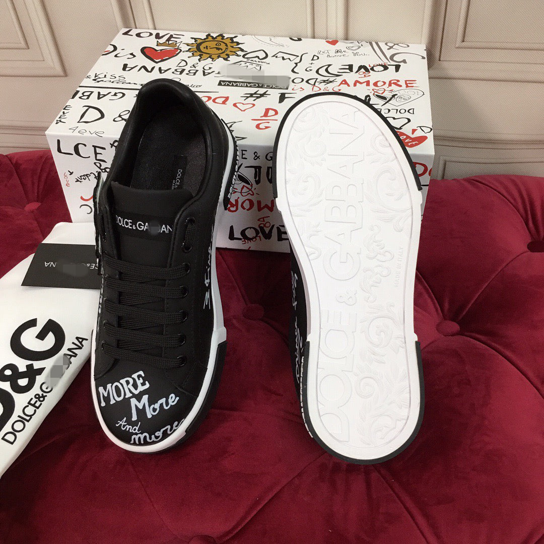 D*G  Luxury Genuine Leather Casual Sneakers - Italian Designer Unisex Shoes