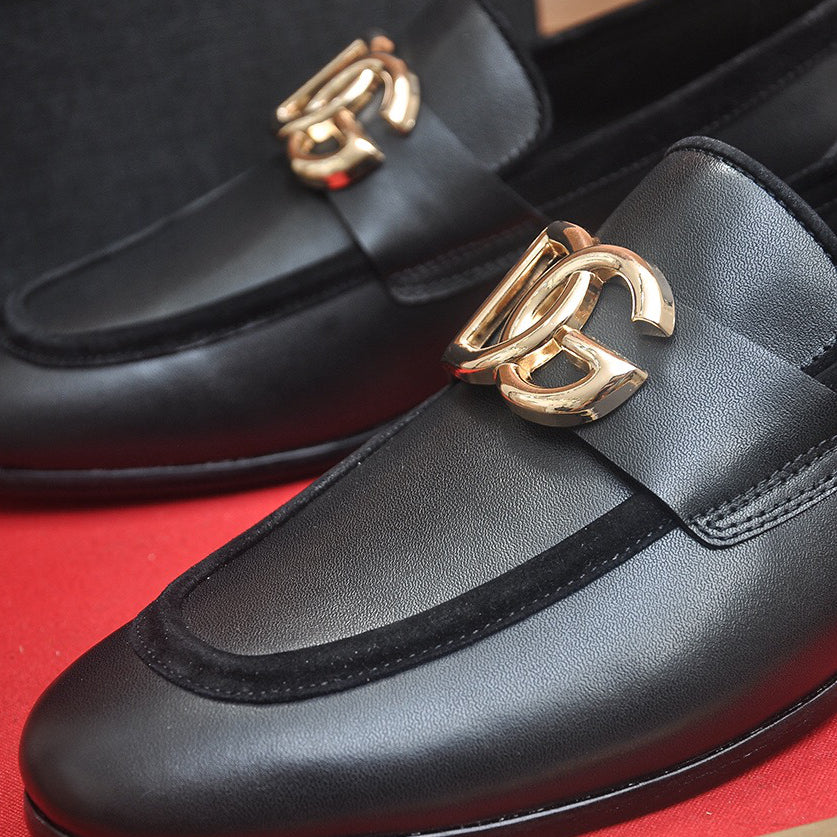 D*G  Premium Leather Casual Sneakers - Designer Men's Shoes in Black