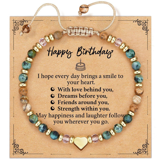Life is Tough But So Are You Bracelet | African Turquoise & Picture Jasper | Gold Heart Charm | Encouragement Gift