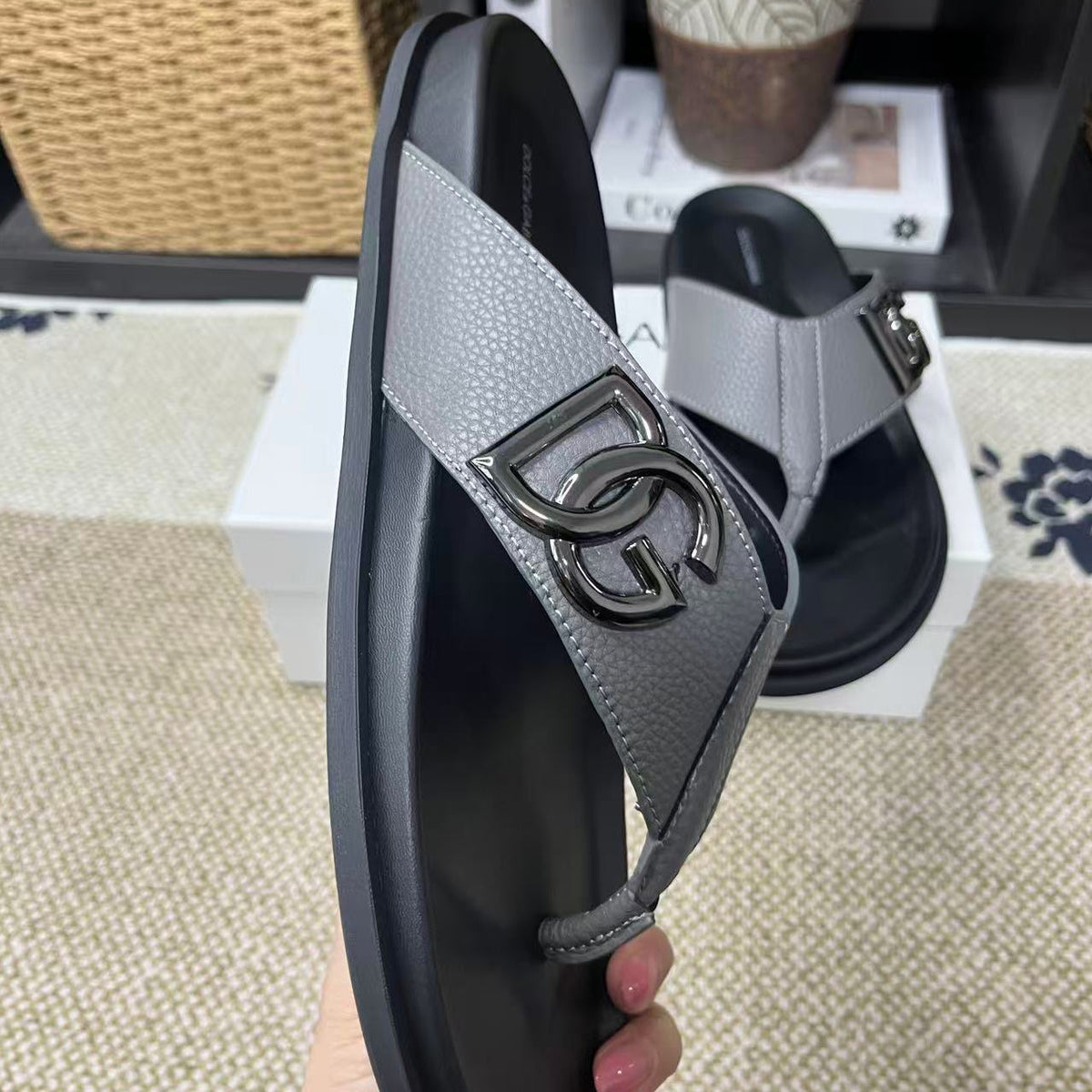 D*G  Premium Leather Casual Slippers - Designer Men's Slides in 5 Colors