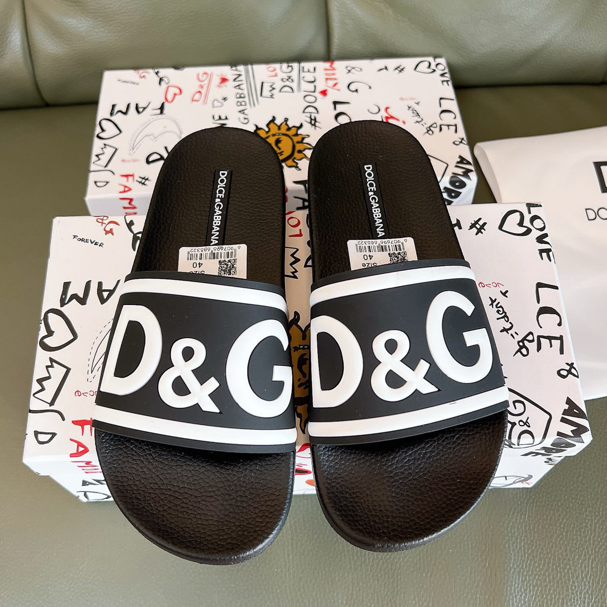D*G  Premium Leather Casual Slippers - Designer Men's Slides in 4 Styles