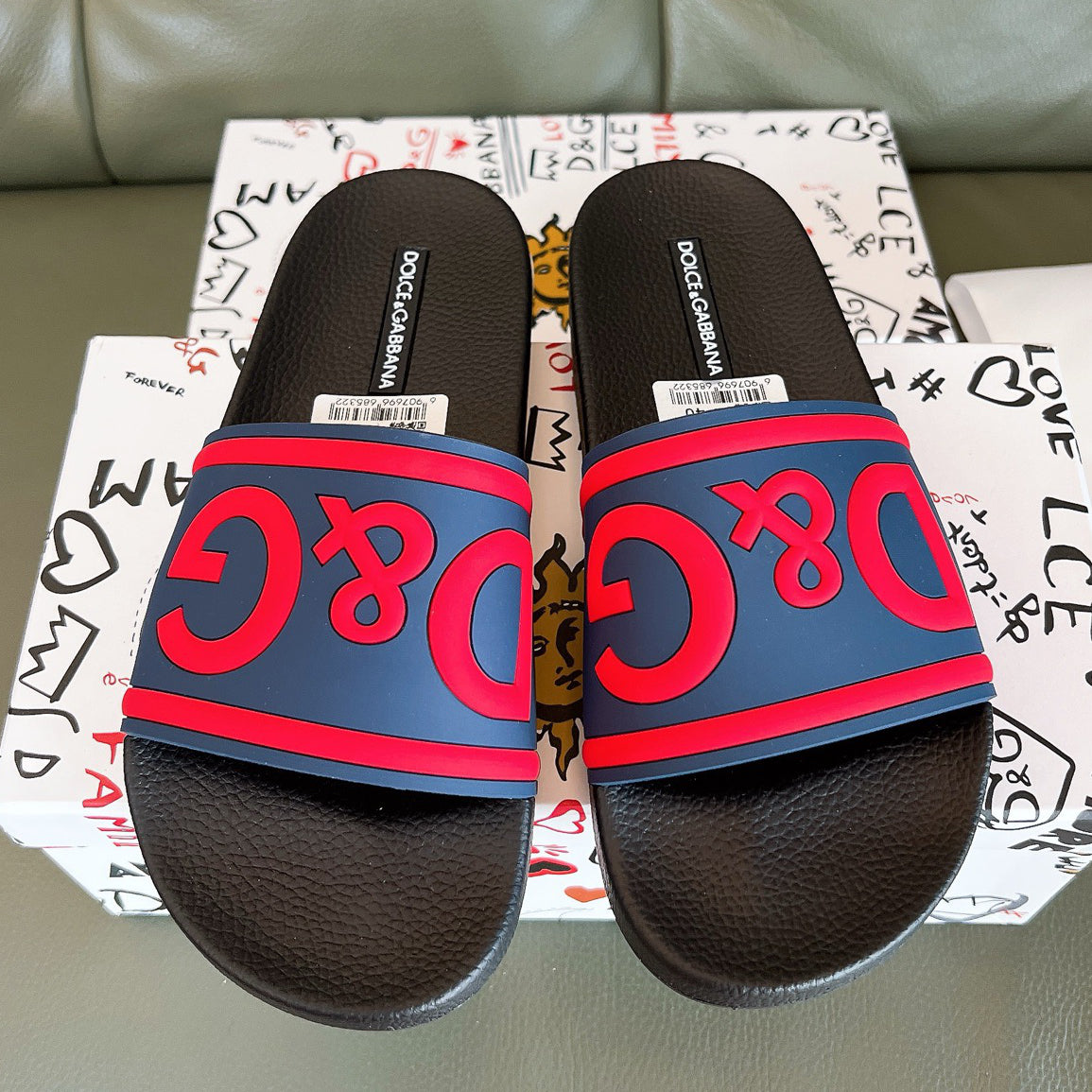 D*G  Premium Leather Casual Slippers - Designer Men's Slides in 4 Styles