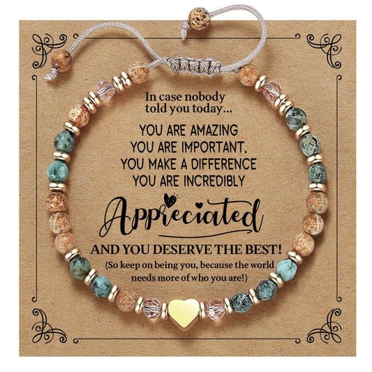 Badass Teacher Morse Code Bracelet | African Turquoise & Tiger Eye Heishi Beads | Teacher Appreciation Gift