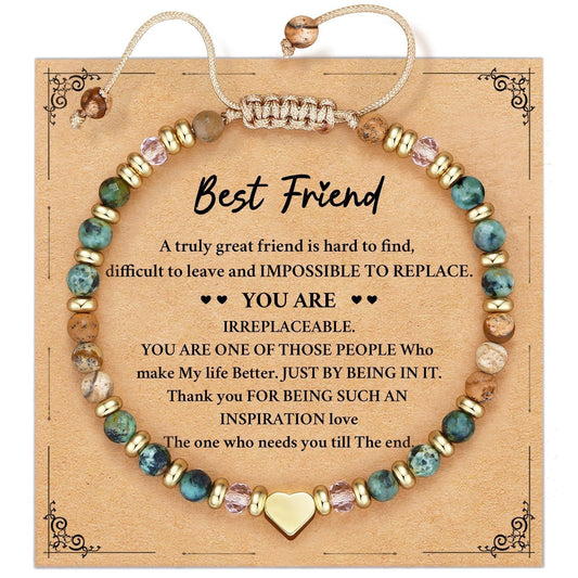 Life is Tough But So Are You Bracelet | African Turquoise & Picture Jasper | Gold Heart Charm | Encouragement Gift