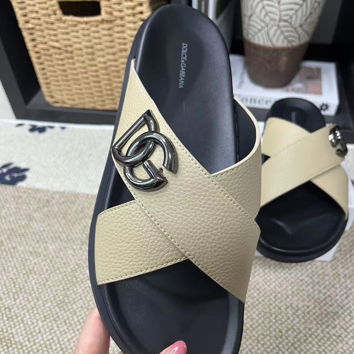 D*G  Premium Leather Casual Slippers - Designer Men's Slides in 5 Colors