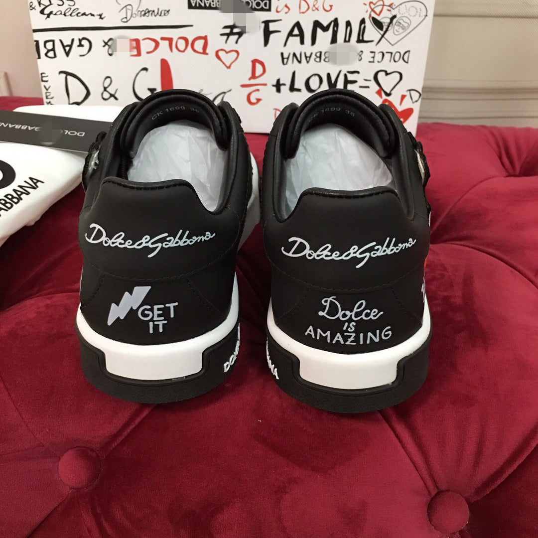 D*G  Luxury Genuine Leather Casual Sneakers - Italian Designer Unisex Shoes
