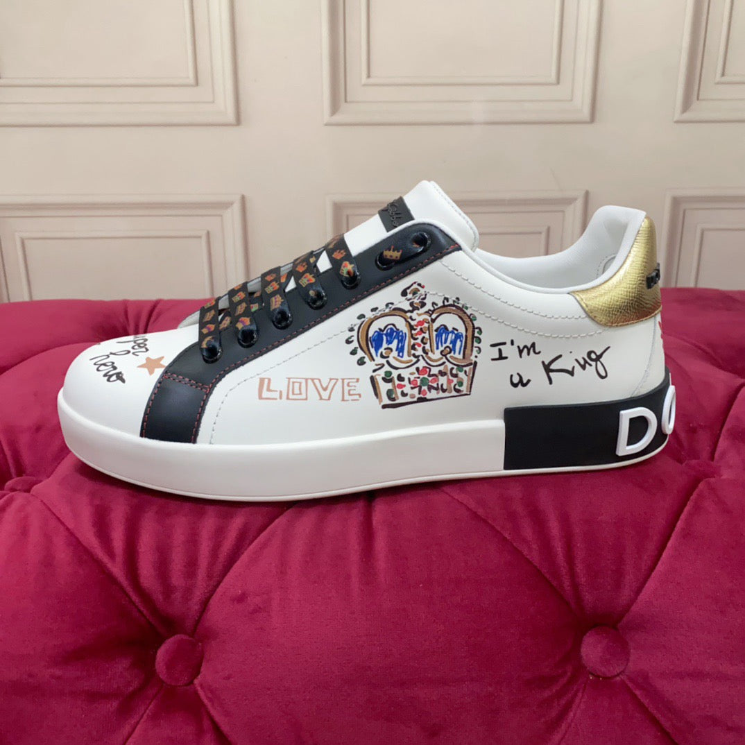 D*G  Luxury Genuine Leather Casual Sneakers - Italian Designer Unisex Shoes