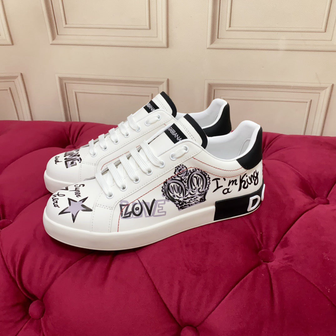 D*G  Luxury Genuine Leather Casual Sneakers - Italian Designer Unisex Shoes