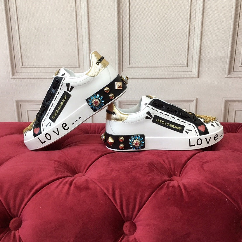 D*G  Luxury Genuine Leather Casual Sneakers - Italian Designer Unisex Shoes