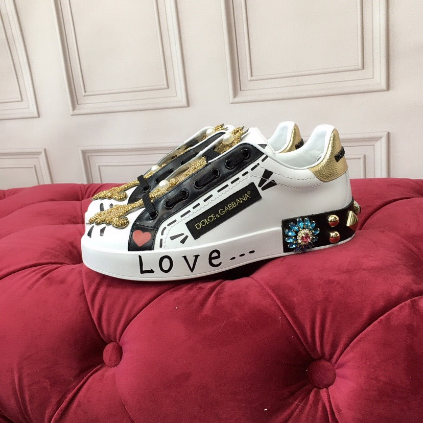 D*G  Luxury Genuine Leather Casual Sneakers - Italian Designer Unisex Shoes