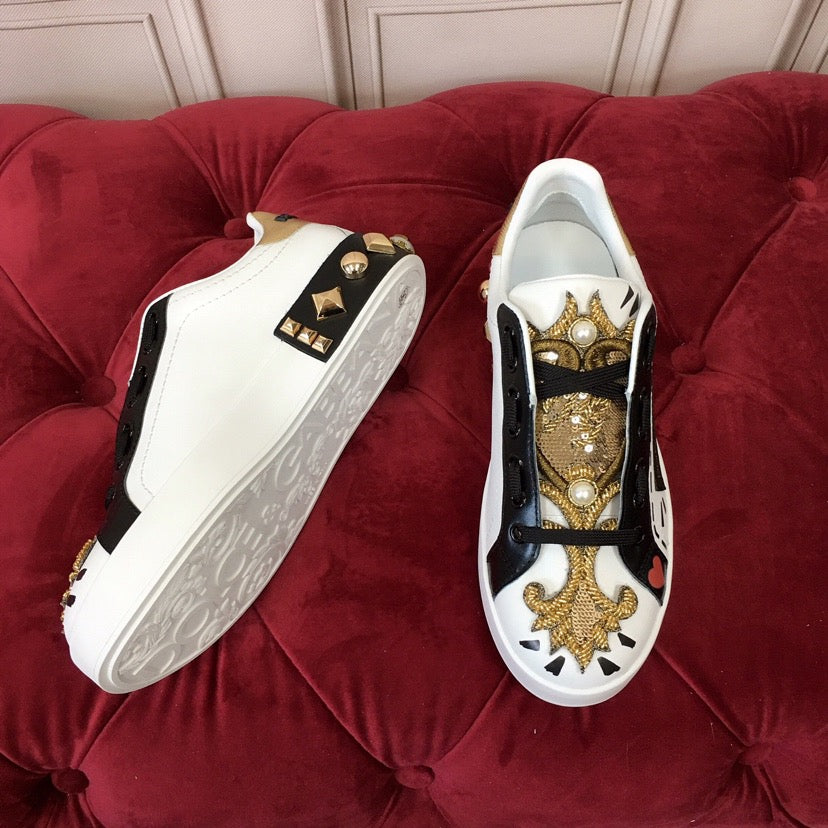 D*G  Luxury Genuine Leather Casual Sneakers - Italian Designer Unisex Shoes