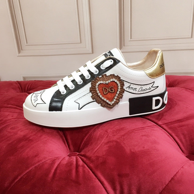 D*G  Luxury Genuine Leather Casual Sneakers - Italian Designer Unisex Shoes