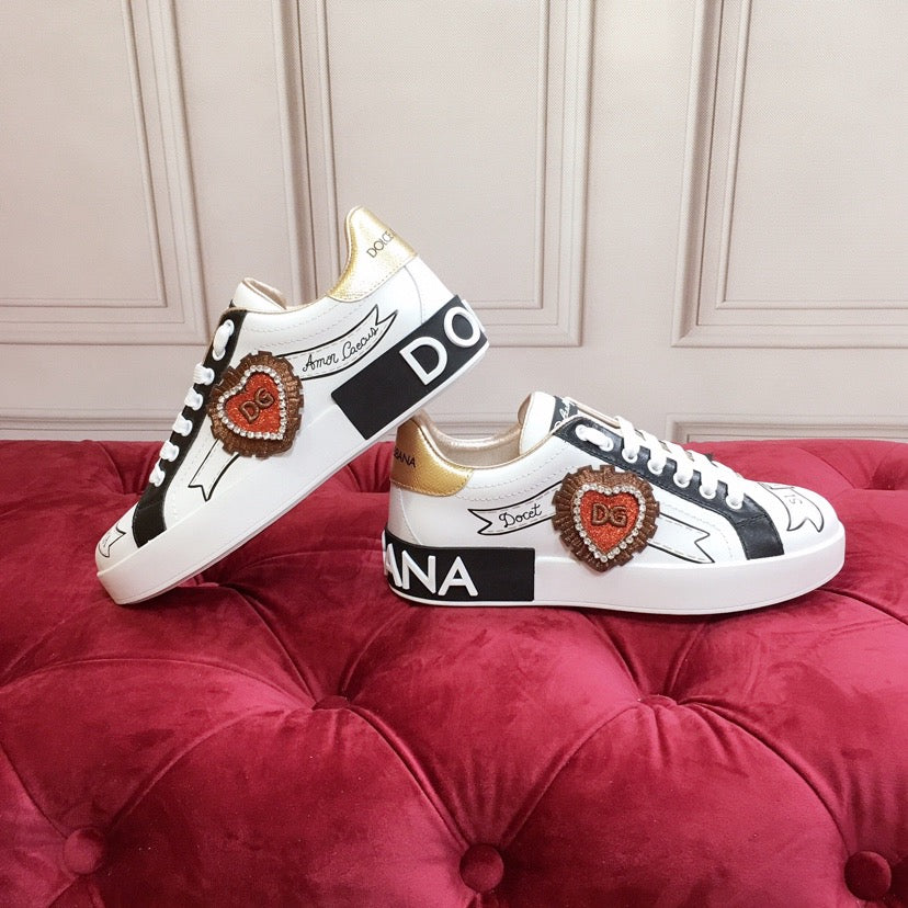 D*G  Luxury Genuine Leather Casual Sneakers - Italian Designer Unisex Shoes