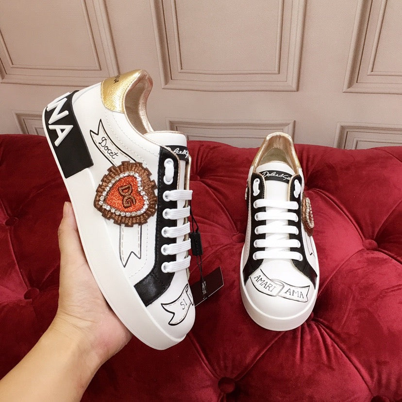D*G  Luxury Genuine Leather Casual Sneakers - Italian Designer Unisex Shoes