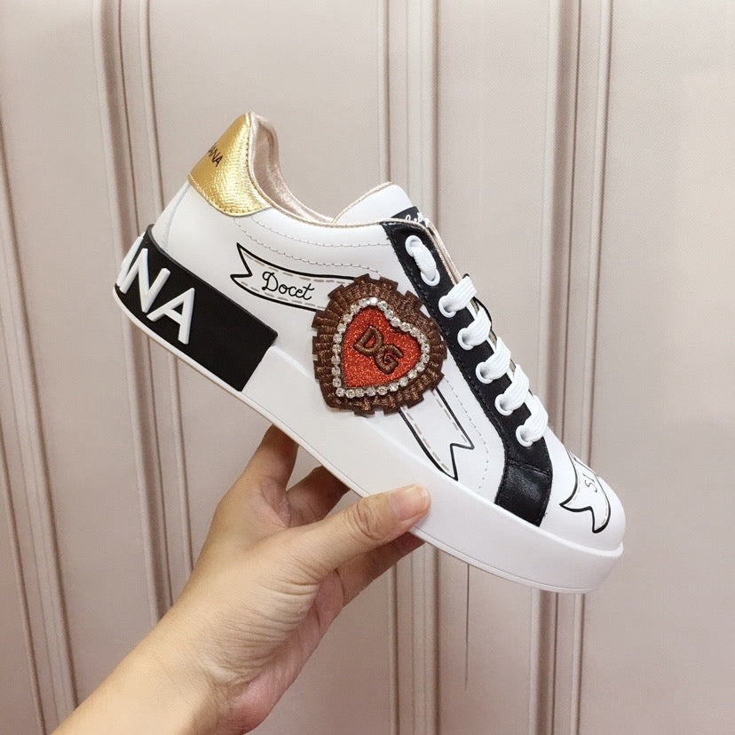 D*G  Luxury Genuine Leather Casual Sneakers - Italian Designer Unisex Shoes