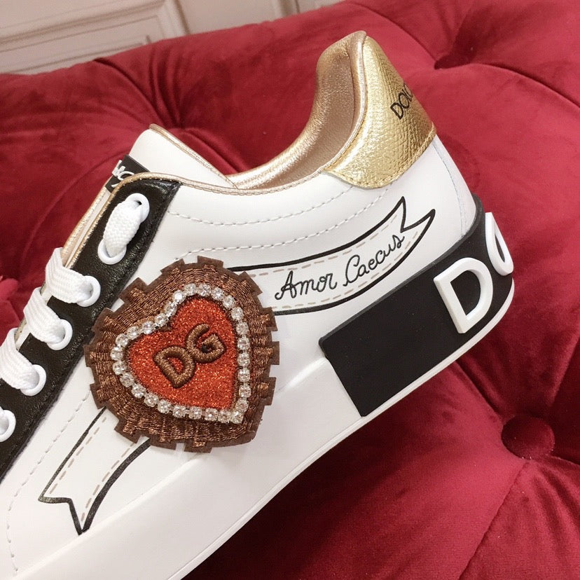 D*G  Luxury Genuine Leather Casual Sneakers - Italian Designer Unisex Shoes