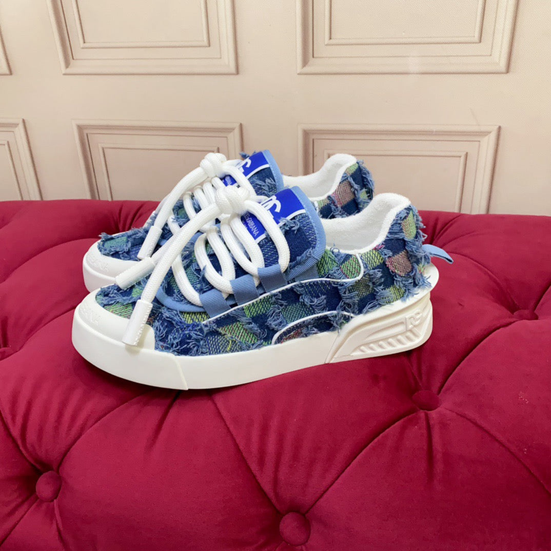 D*G  Luxury Genuine Leather Casual Sneakers - Italian Designer Unisex Shoes